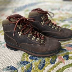 Timberland Women's Euro Hiker Brown Leather Boots, Size 9